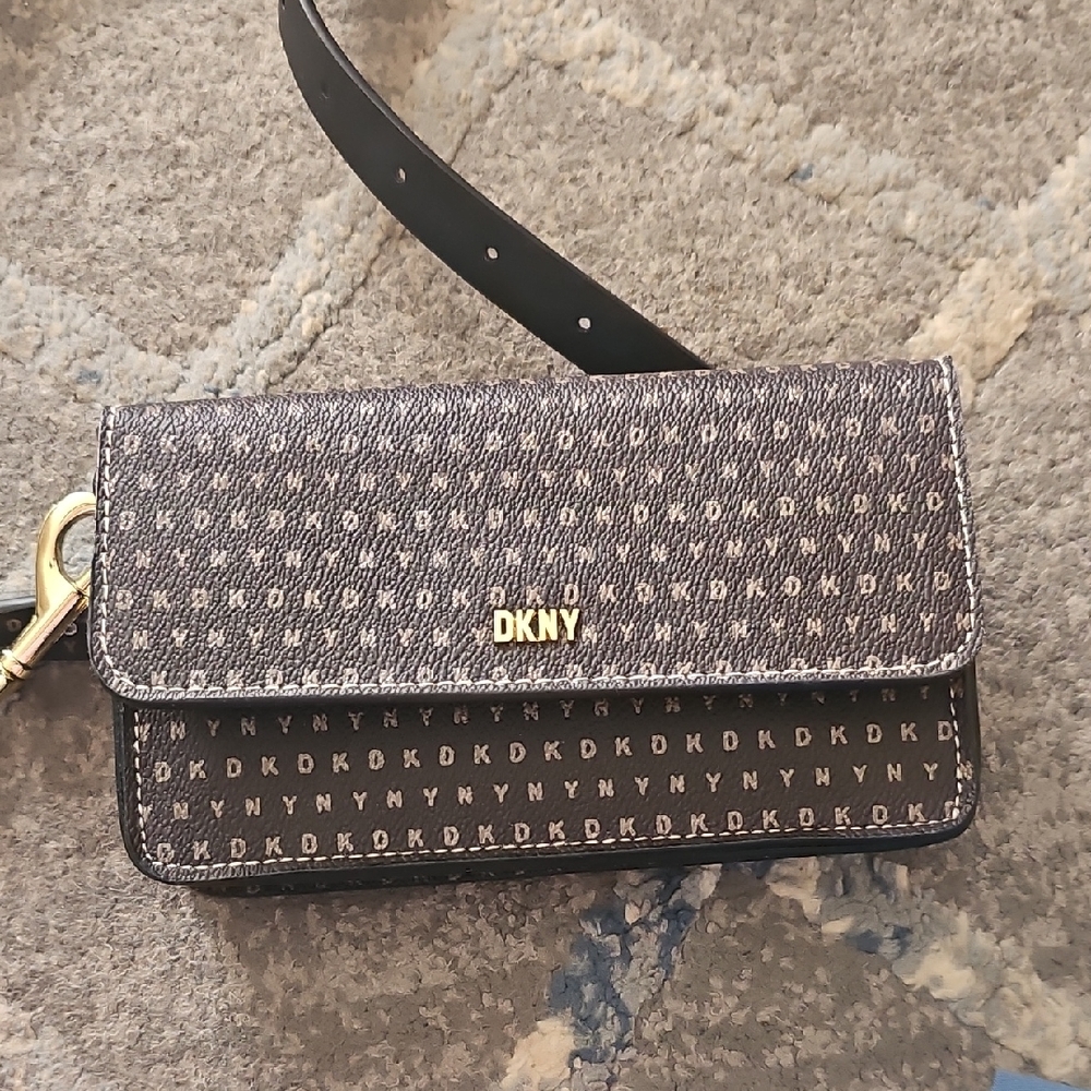DKNY Monogram Black and Gray Waist/wrist Bag